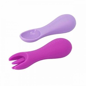 Black Friday Sale: Marcus & Marcus Silicone Palm Grasp Spoon & Fork Set Purple & Lilac