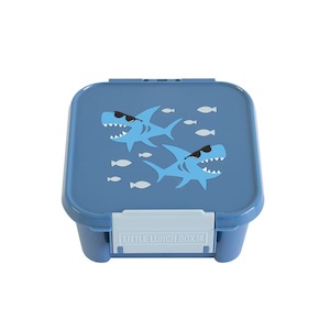 The Little Lunchbox Co: Blue Shark Leakproof Bento Style Kids Snack box with 2 Compartments