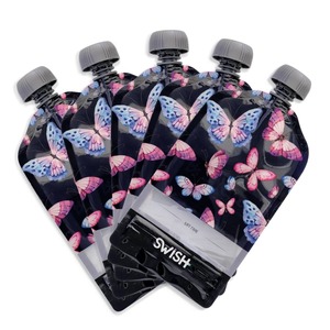 Swish Reusable Food Pouches 140ml Butterflies - 5 Pack