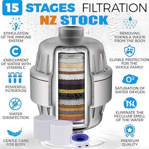 15 Stage Shower Filter With ONE Additional filter cartridge, High Output Shower &hellip;