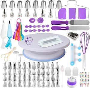 Frontpage: 137Pcs Cake Decorating Tools Kit Turntable Stand Icing Spatulas Nozzle Tip