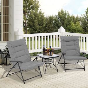 3 Piece Folding Chair Set Outdoor Furniture Adjustable Reclining Bistro Set with&hellip;