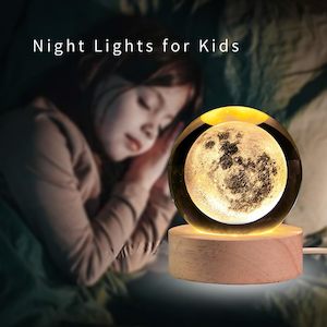 3D Saturn Crystal Ball Night Light – Dimmable Warm White LED Lamp with Wooden &hellip;