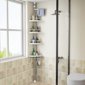 Floor to Ceiling Shower Caddy Corner Tension Pole