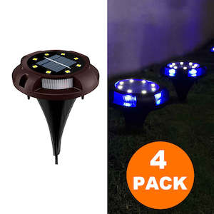 Garden: Solar Ground Lights 8+4 LED Solar Lawn Lights 4 Pack