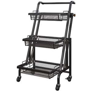 Kitchen: 3-Tier rotating Serving Cart Black