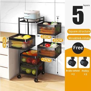 Kitchen: 5 Tier Square Metal Kitchen Storage Shelf