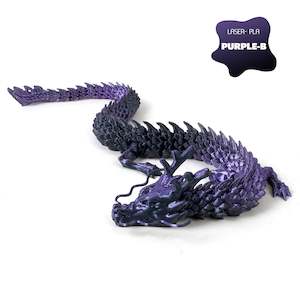 3D Printed Dragon Figurine Articulated Model Toy Puple Black
