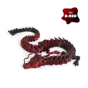 3D Printed Dragon Figurine Articulated Model Toy Red