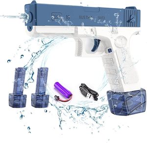 Electric Water Gun - Rechargeable Automatic Spray Gun for Kids and Adults (Blue)