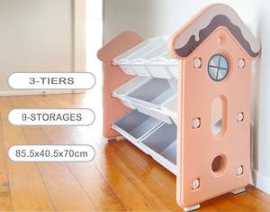 9-Bin Toy Storage Organizer Light Pink – Kids Playroom Shelf