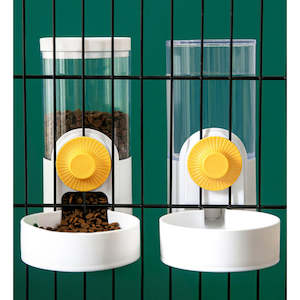 Pets: Pet Automatic Water Food Feeder Set Pet Cage Suspended Water Dispenser - White