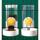 Pet Automatic Water Food Feeder Set Pet Cage Suspended Water Dispenser - White