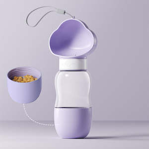 Pet travel water food feeder purple