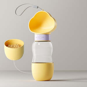 Pet travel water food feeder yellow