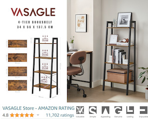 Vasagle: VASAGLE Ladder Shelf, 4-Tier Bookshelf, Storage Rack