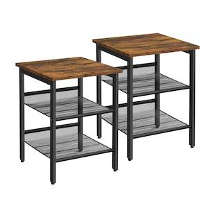 VASAGLE Side Table Set, Nightstand, Industrial Set of 2 Bedside Tables