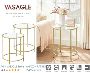 Vasagle: VASAGLE Round Side Table Set of 2