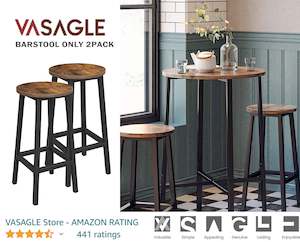 Vasagle: VASAGLE Bar Stools Set of 2 Bar Chairs Kitchen Chairs