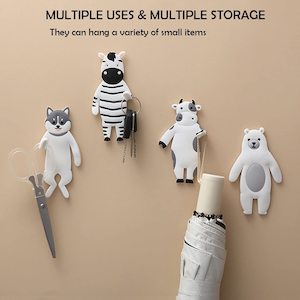 Laundry: Wall Mounted Hanger Hooks Key Holder Hooks 4PCS