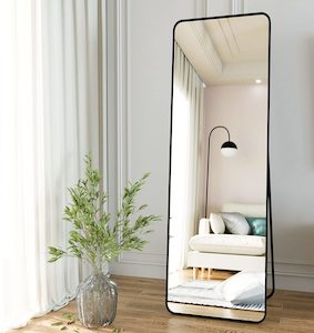 Full Body Mirror Full Length 165 cm Aluminum Frame Modern Round Corner Wall Mirr&hellip;