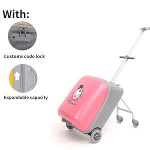Travel: 2 in 1 Rolling Luggage Case for Kids, Expandable Carry-on Suitcase with Baby Stroller for 3-10 Years Toddler Infant Pink