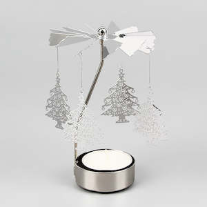 Rotating Candle Holder Metal Silver Tealight Candle Holder - Xmas' tree