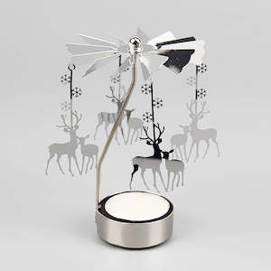 Rotating Candle Holder Metal Silver Tealight Candle Holder - Two derr