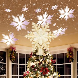 Christmas: Christmas Tree Decoration Light Christmas Tree Topper Lighted Golden Snow