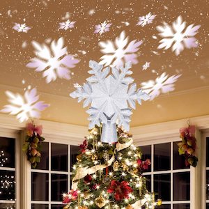 Christmas Tree Decoration Light Christmas Tree Topper Lighted Sliver Snow
