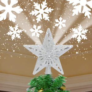 Christmas Tree Decoration Light Christmas Tree Topper Lighted Sliver Star