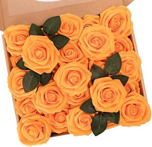 25pcs Artificial Flower Rose Decorated Rose Flower - Orange