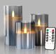 Flameless LED Tea Light Candles Battery Powered 3pcs Gray