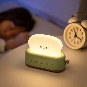 Night Light Toast Bread LED Night Lamp USB Charging Light Bedroom Bedside Sleep Light