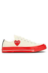 Mens Shoes: LOW TOP RED SOLE SNEAKER IN WHITE, FW22