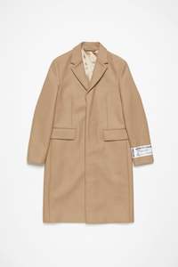 SINGLE-BREASTED WOOL COAT IN CAMEL BEIGE, SS24