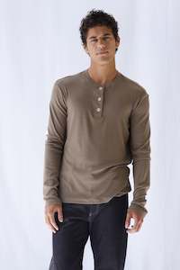 Mens Tops: HENLEY IN BISCOTTI, W25