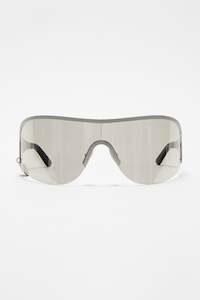 Eyewear: METAL FRAME SUNGLASSES IN SILVER/TRANSPARENT