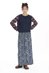 Womens Skirts: EVERYTIME SKIRT IN ANAGLYPTA PRINT- BLUE, W25