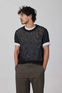 Mens Tee Shirts: FILTER IN BLACKNET, SS26