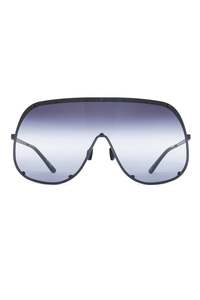 Rick Owens: SHIELD SUNGLASSES BLACK/BLACK, SS24