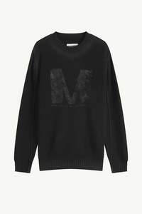Womens Sweatshirts: M LOGO KNIT JUMPER IN BLACK/BLACK, SS25