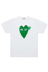 WHITE T SHIRT WITH TWO GREEN HEARTS, SS25