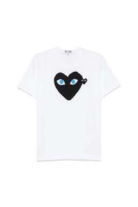 Gifts For Men: WHITE T SHIRT WITH TWO BLACK HEARTS, SS25