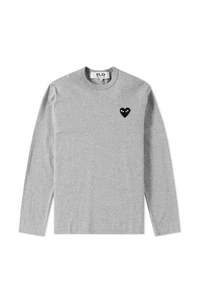 Gifts For Men: GREY L/S T-SHIRT WITH BLACK HEART, SS25