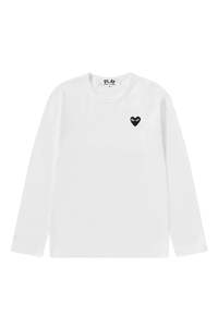 WHITE L/S T-SHIRT WITH BLACK HEART, SS25