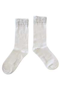 Womens Accessories: TINSEL GOTHIC SOX IN WHITE/SILVER