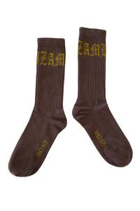 Womens Accessories: COTTON GOTHIC SOX IN BROWN/LEMONGRASS