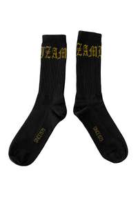 Womens Accessories: COTTON GOTHIC SOX IN BLACK/LEMONGRASS