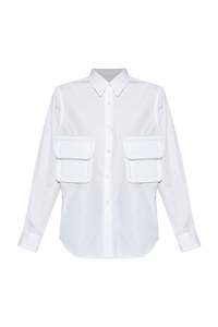 Womens Shirts: DOUBLE POCKET SHIRT IN WHITE, FW25